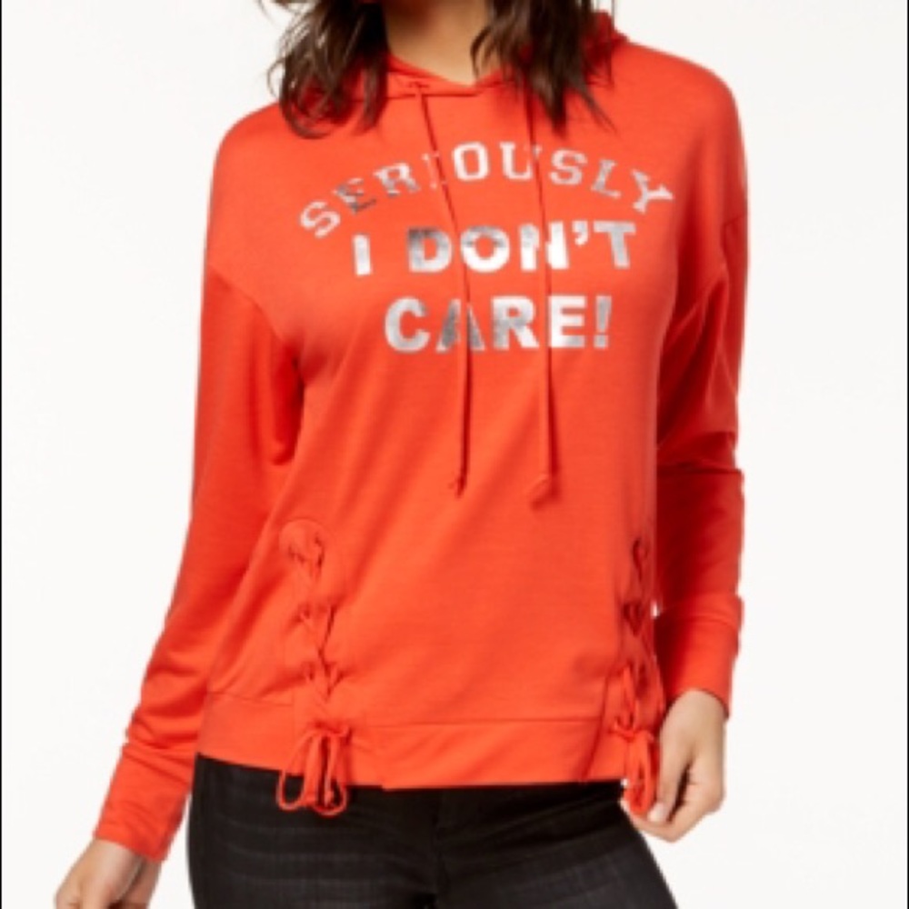 Pretty Rebellious Lace-Up Graphic Hoodie MSRP $39